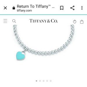 Petite Women's / Girl's Tiffany & Co. Blue Heart Tag Bead Bracelet